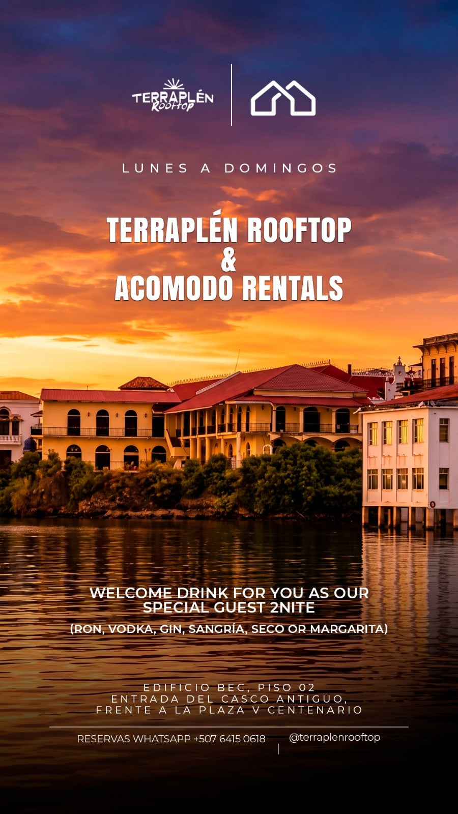 Terraplén Rooftop & AcoModo Rentals – Welcome Drink